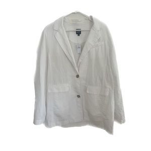 GAP White Cotton Two-Button Blazer